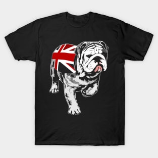 British Bulldog Wearing Flag Of England T-Shirt